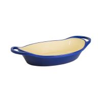 Lodge - 2 Quart Oval Enameled Cast Iron Casserole, Indigo